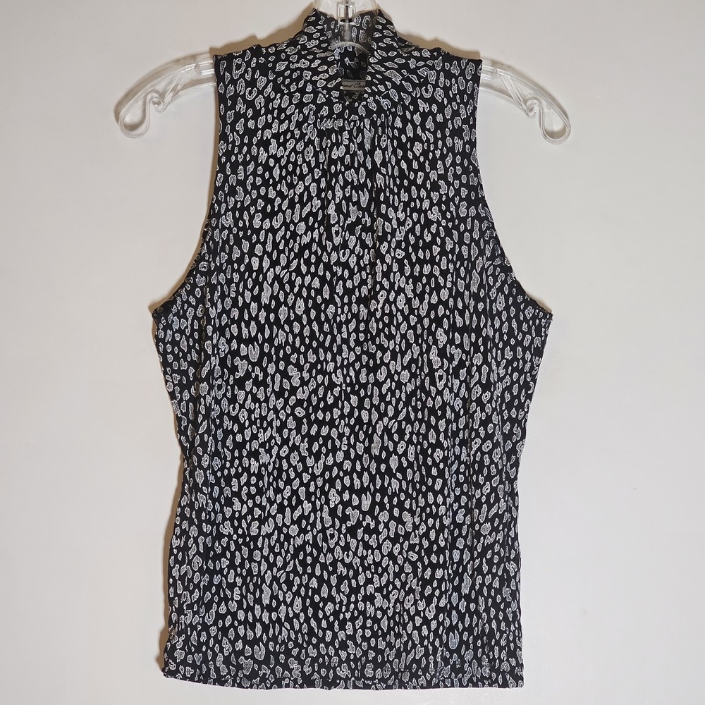 Stephen and Casey by INBS Tank Womens Large Black White Abstract Mock Neck Fun L